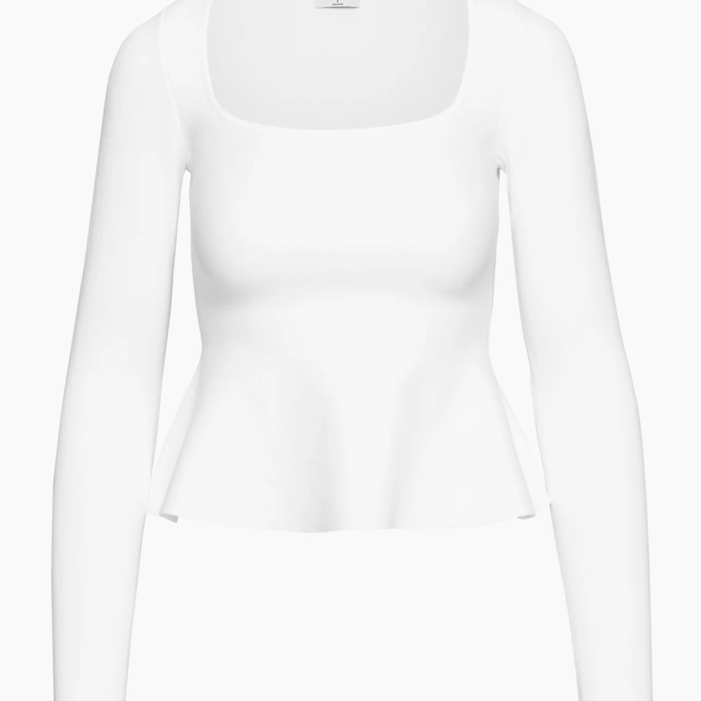 SCULPT KNIT POUF LONGSLEEVE Aritzia Longsleeve Casual White Top For Office